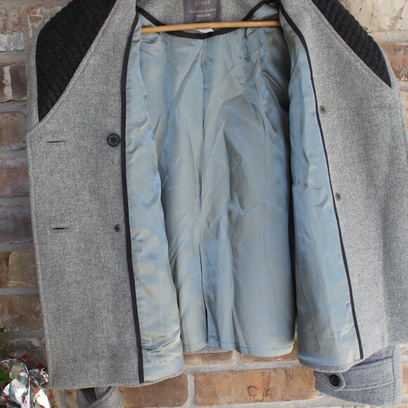 J. Crew Stadium Cloth by Nello Gori Size 10 Wool Nylon Blend Gray Knit Collar - Picture 7 of 11